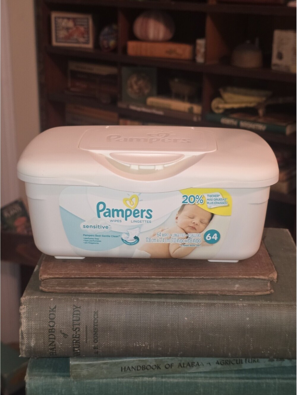 Pampers Sensitive Baby Wipes Empty Reusable Pop Up Container Holder Media Prop
